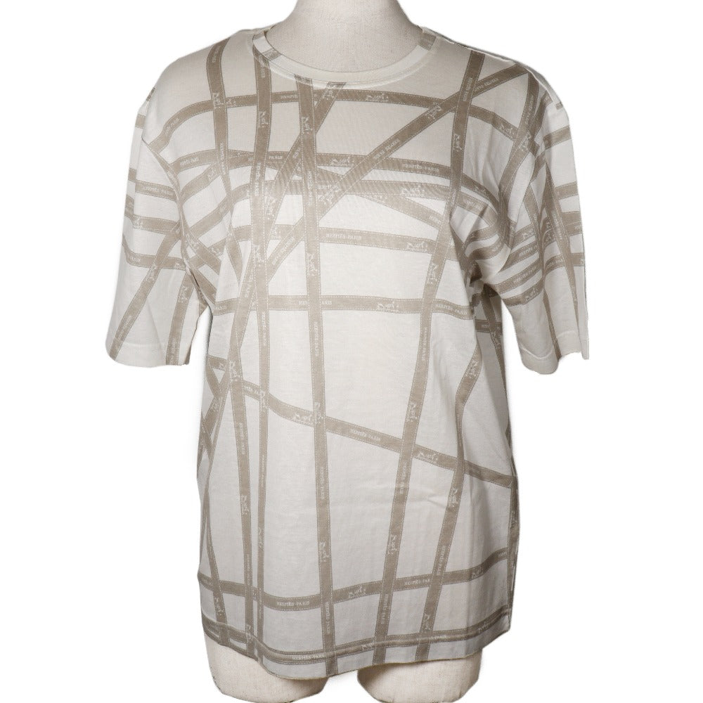 HERMES Short sleeve T-shirt cotton White / beige Borduk Ribbon Women ‚k