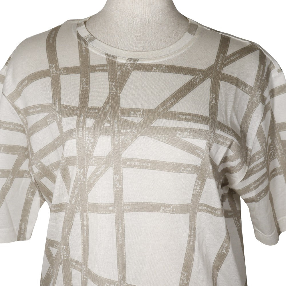 HERMES Short sleeve T-shirt cotton White / beige Borduk Ribbon Women ‚k