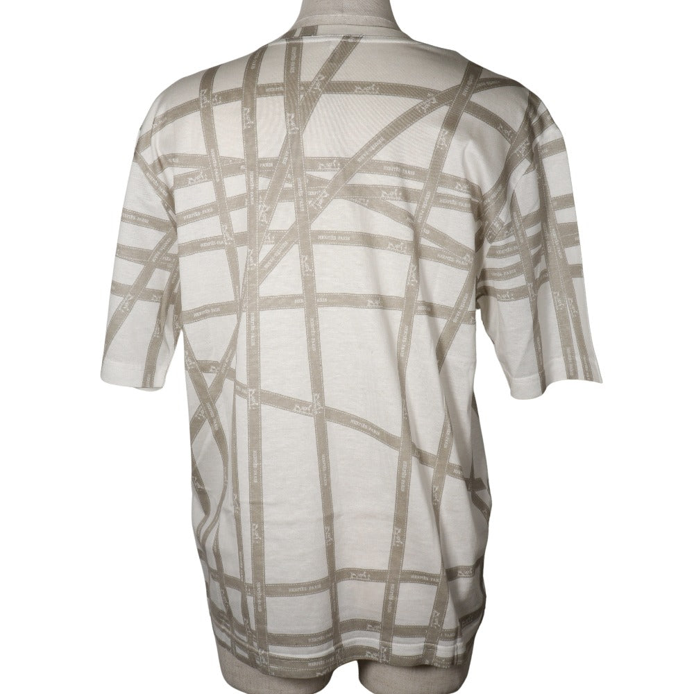 HERMES Short sleeve T-shirt cotton White / beige Borduk Ribbon Women ‚k