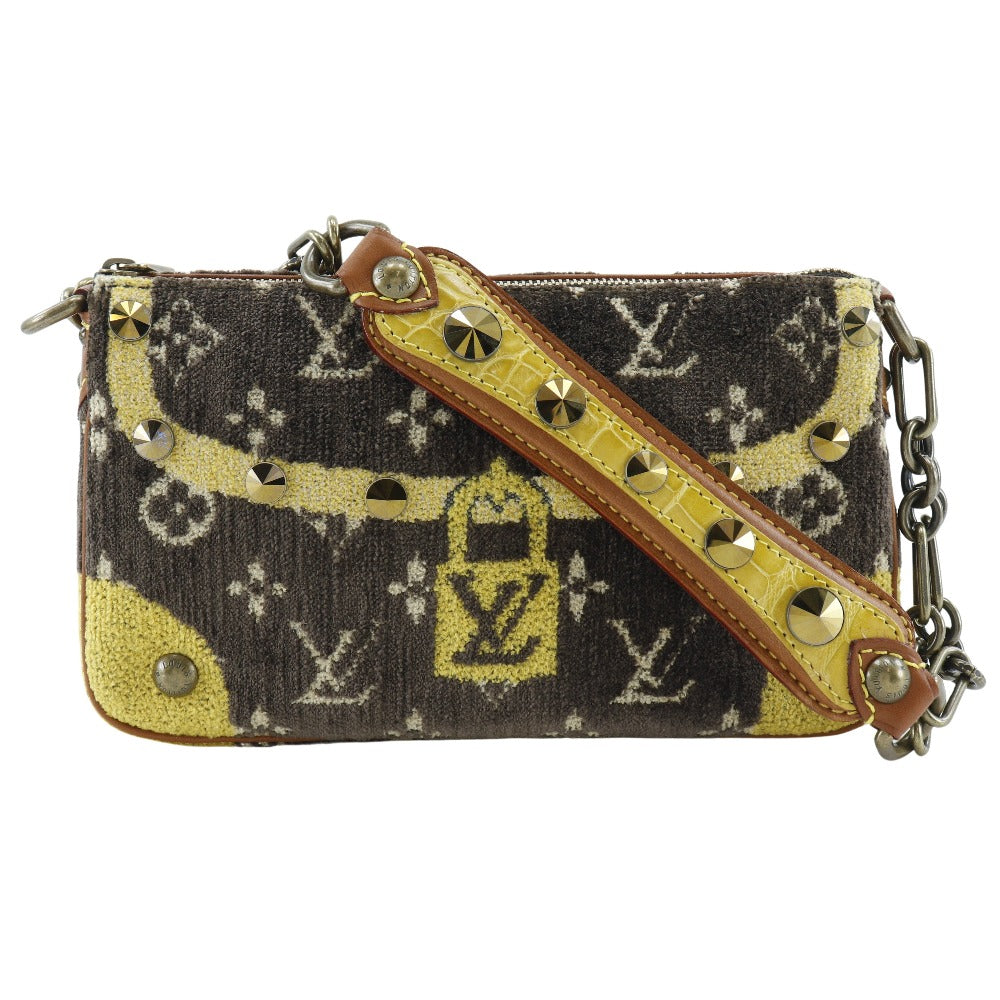LOUIS VUITTON Shoulder Bag M92710 Velvet, Leather Brown Accessory pouch Studs Trompe l'oeil Pochette Accessory Women