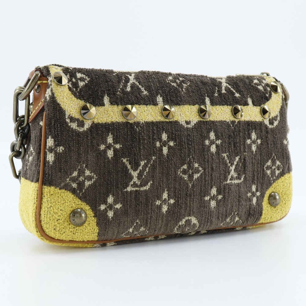 LOUIS VUITTON Shoulder Bag M92710 Velvet, Leather Brown Accessory pouch Studs Trompe l'oeil Pochette Accessory Women