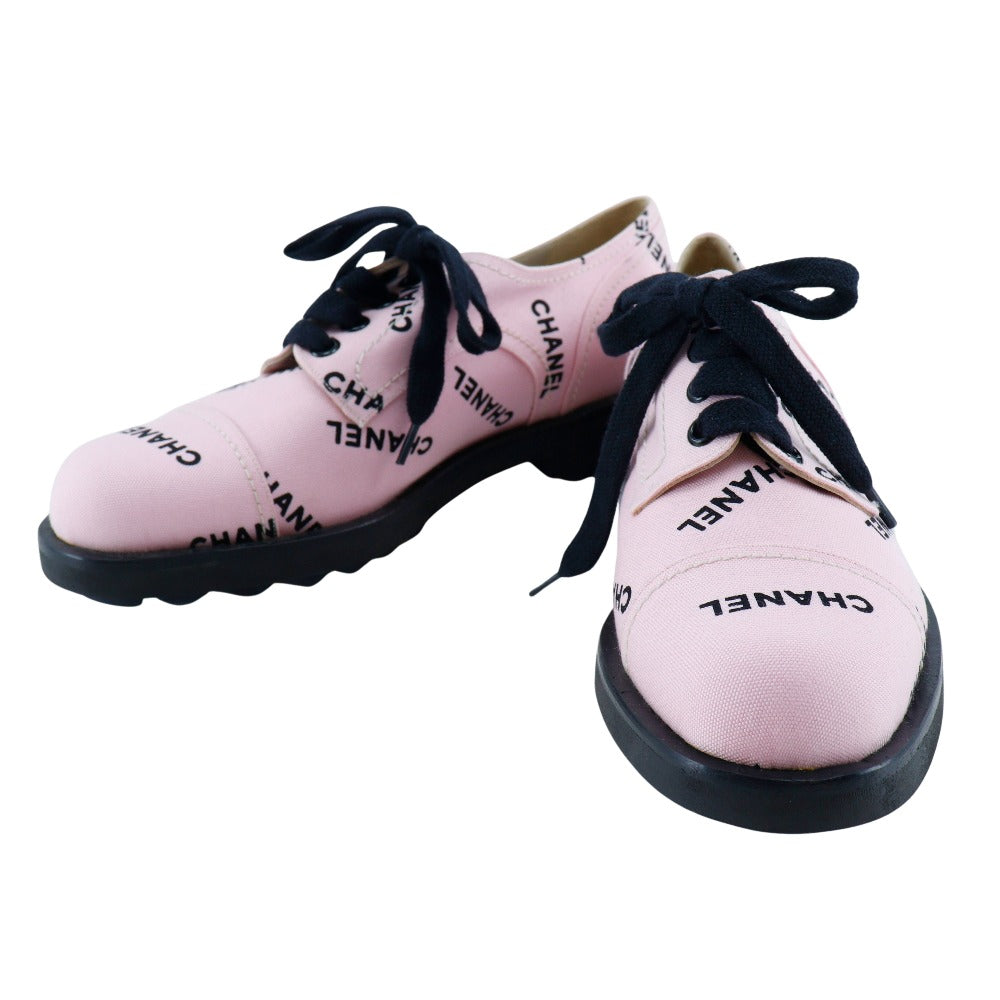 CHANEL sneakers A05136 canvas Two-tone color (pink) Logo print 36 1/2