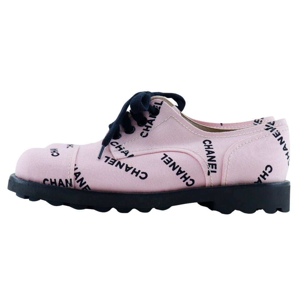 CHANEL sneakers A05136 canvas Two-tone color (pink) Logo print 36 1/2