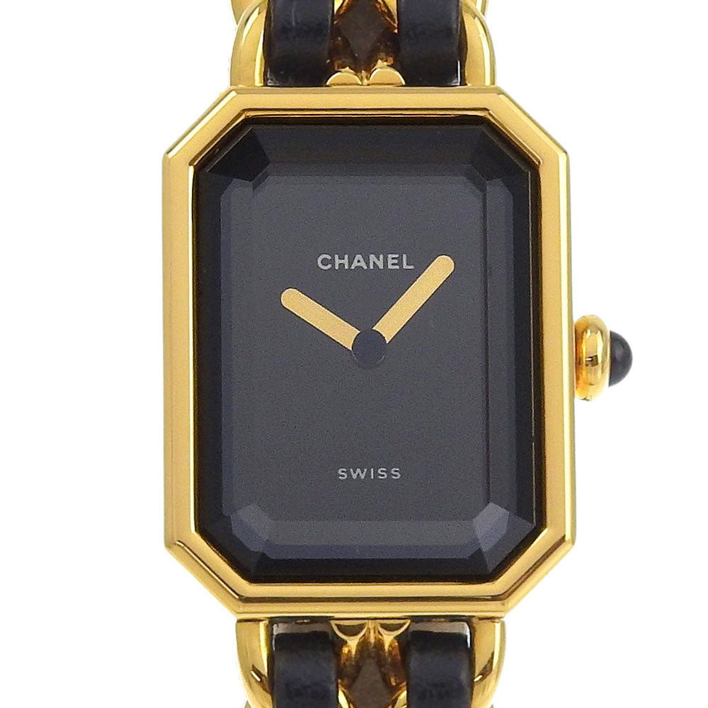 CHANEL Watches Quartz H0001 Plated Gold , Leather black Premiere M black dial