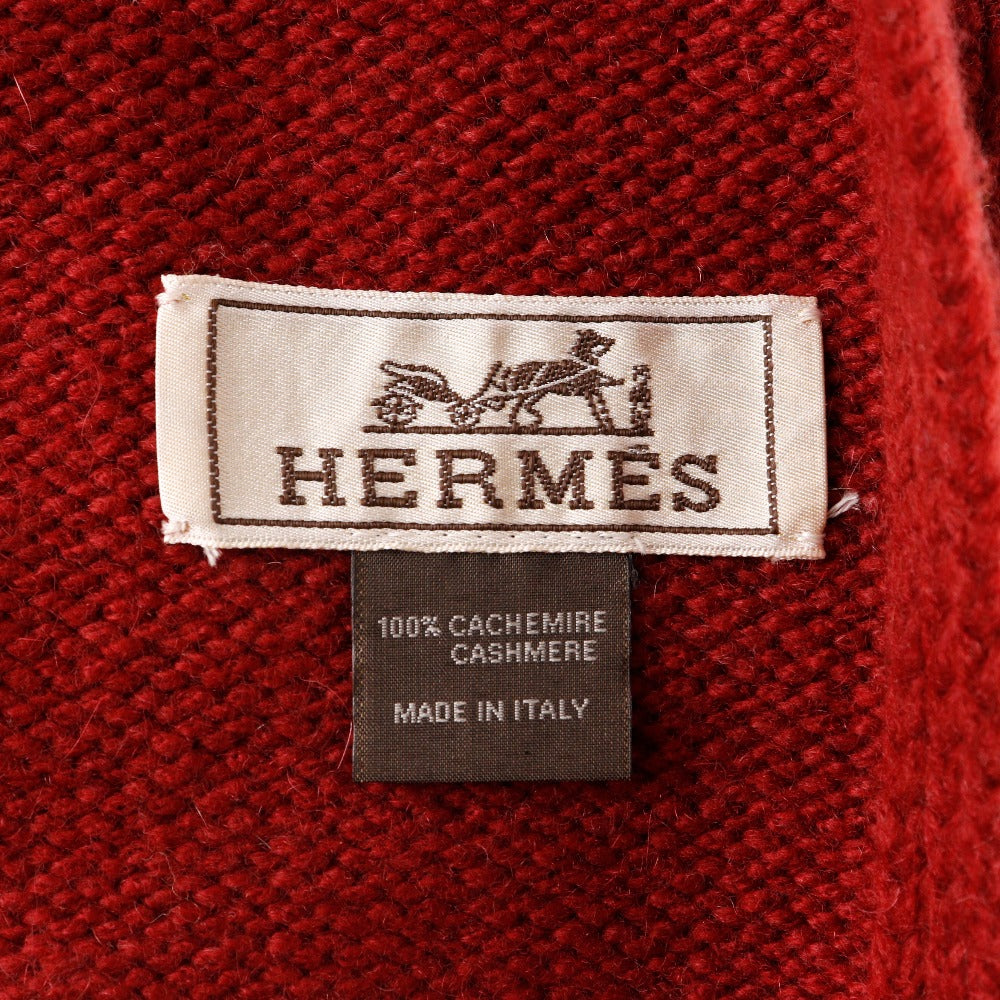 HERMES Scarf cashmere Red Women(Unisex)