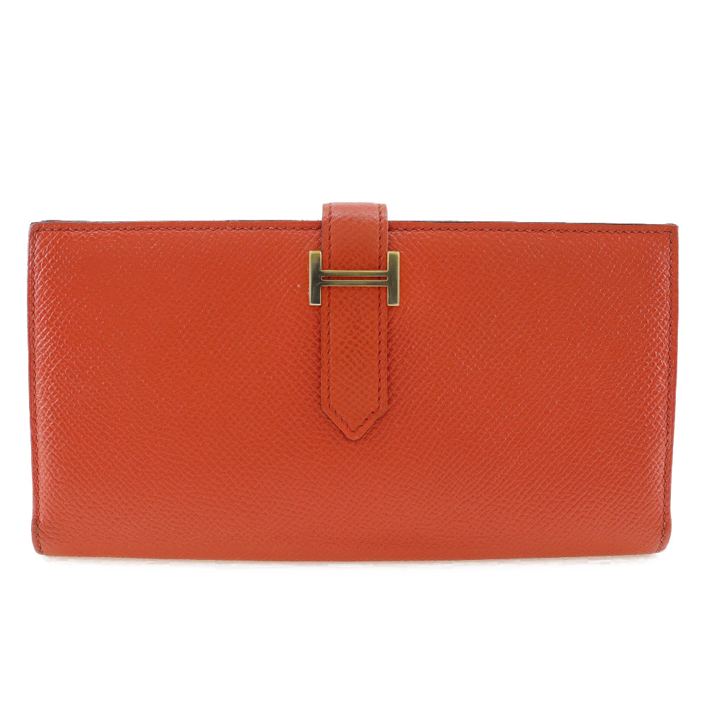 HERMES Long Wallet Purse Epsom Orange Beansufla