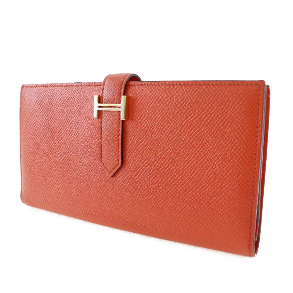 HERMES Long Wallet Purse Epsom Orange Beansufla