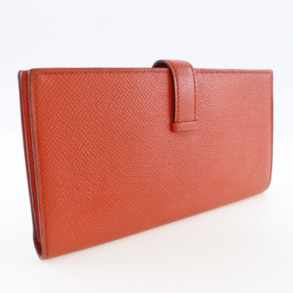 HERMES Long Wallet Purse Epsom Orange Beansufla