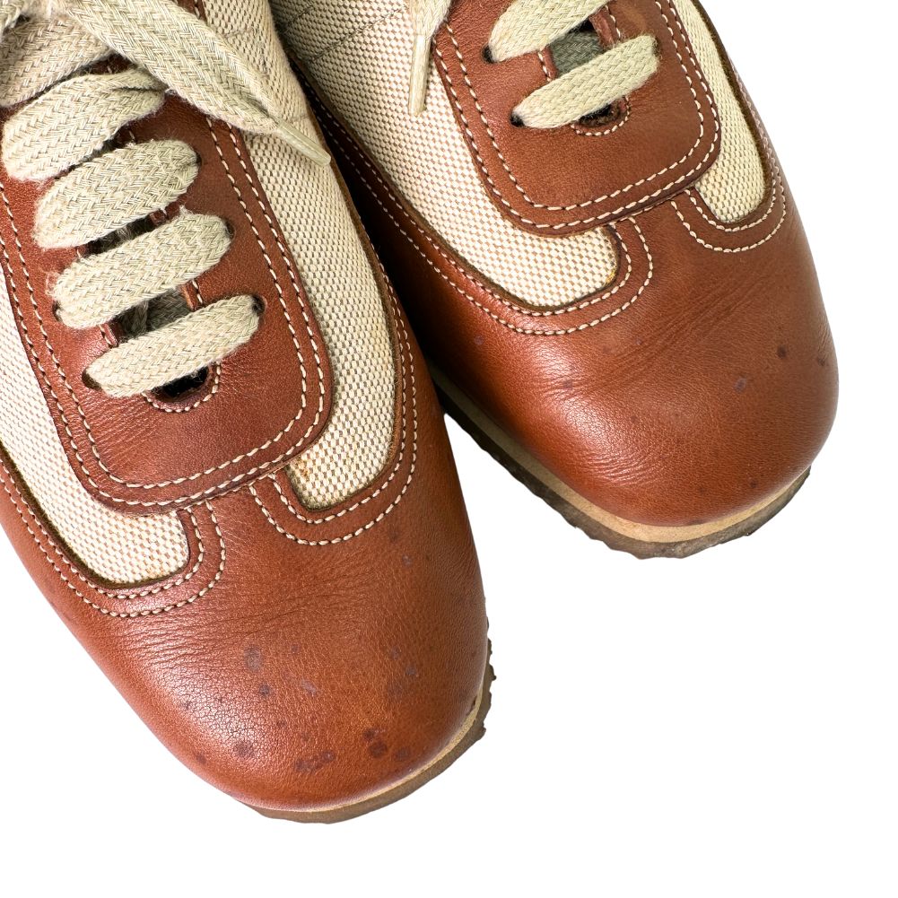 HERMES sneakers Leather, Canvas Brown H logo quick Women 37