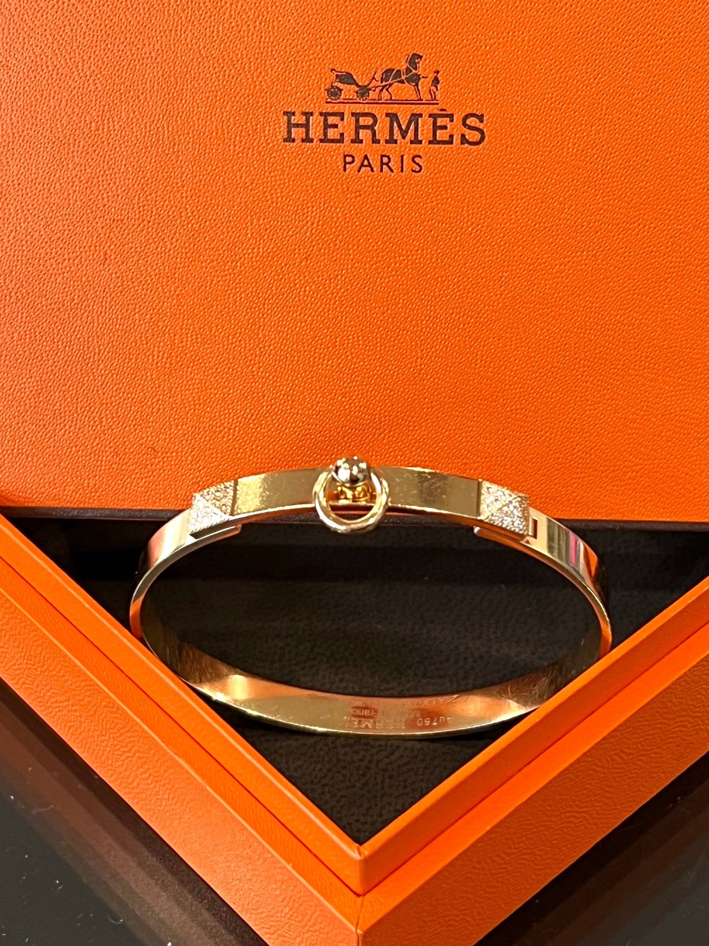 HERMÈS COLLIER DE CHIEN 18K GOLD & DIAMOND BRACELET