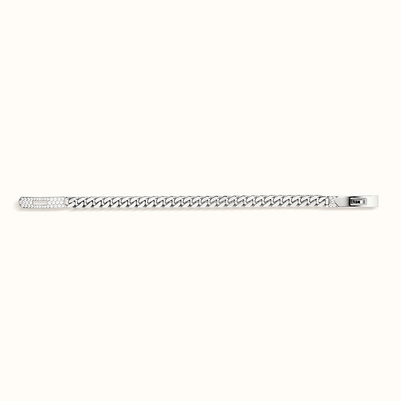 HERMÈS 18K WHITE GOLD DIAMOND KELLY GOURMETTE LINK BRACELET