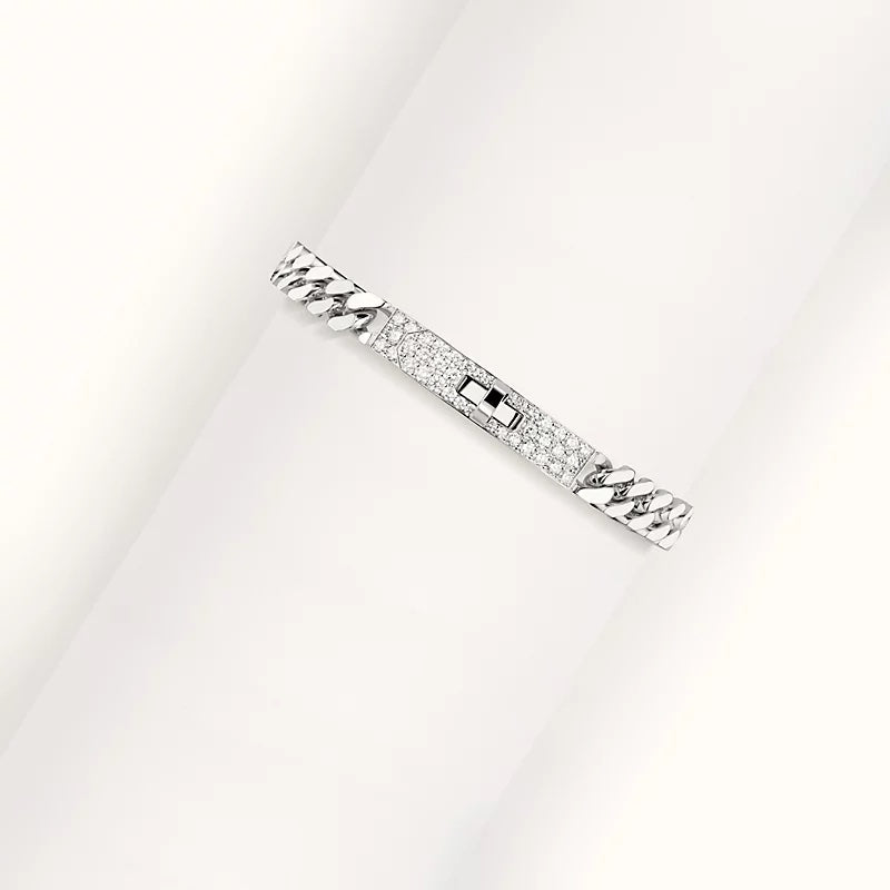 HERMÈS 18K WHITE GOLD DIAMOND KELLY GOURMETTE LINK BRACELET