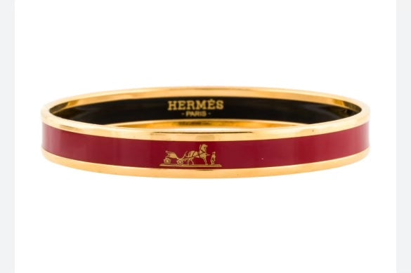 HERMÈS CALÈCHE NARROW ENAMEL BANGLE BRACELET