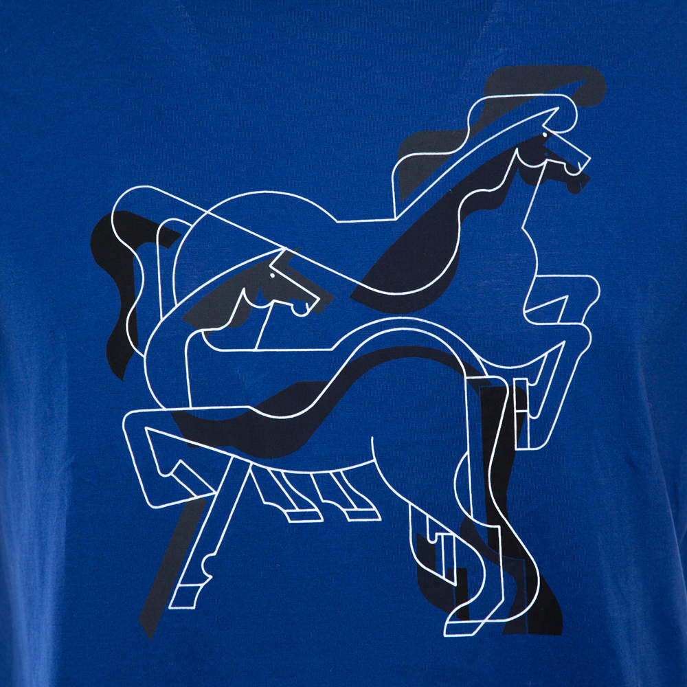 HERMÈS BRAZILIAN HORSE PRINT T-SHIRT IN BLUE