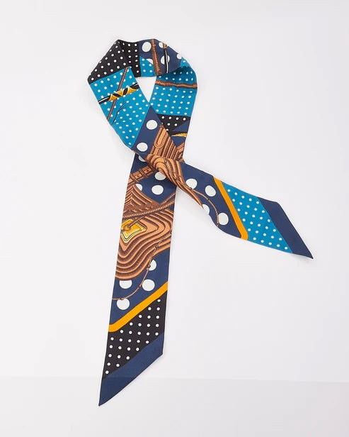 HERMÈS COBALT CLIC CLAC A POIS TWILLY SILK SCARF