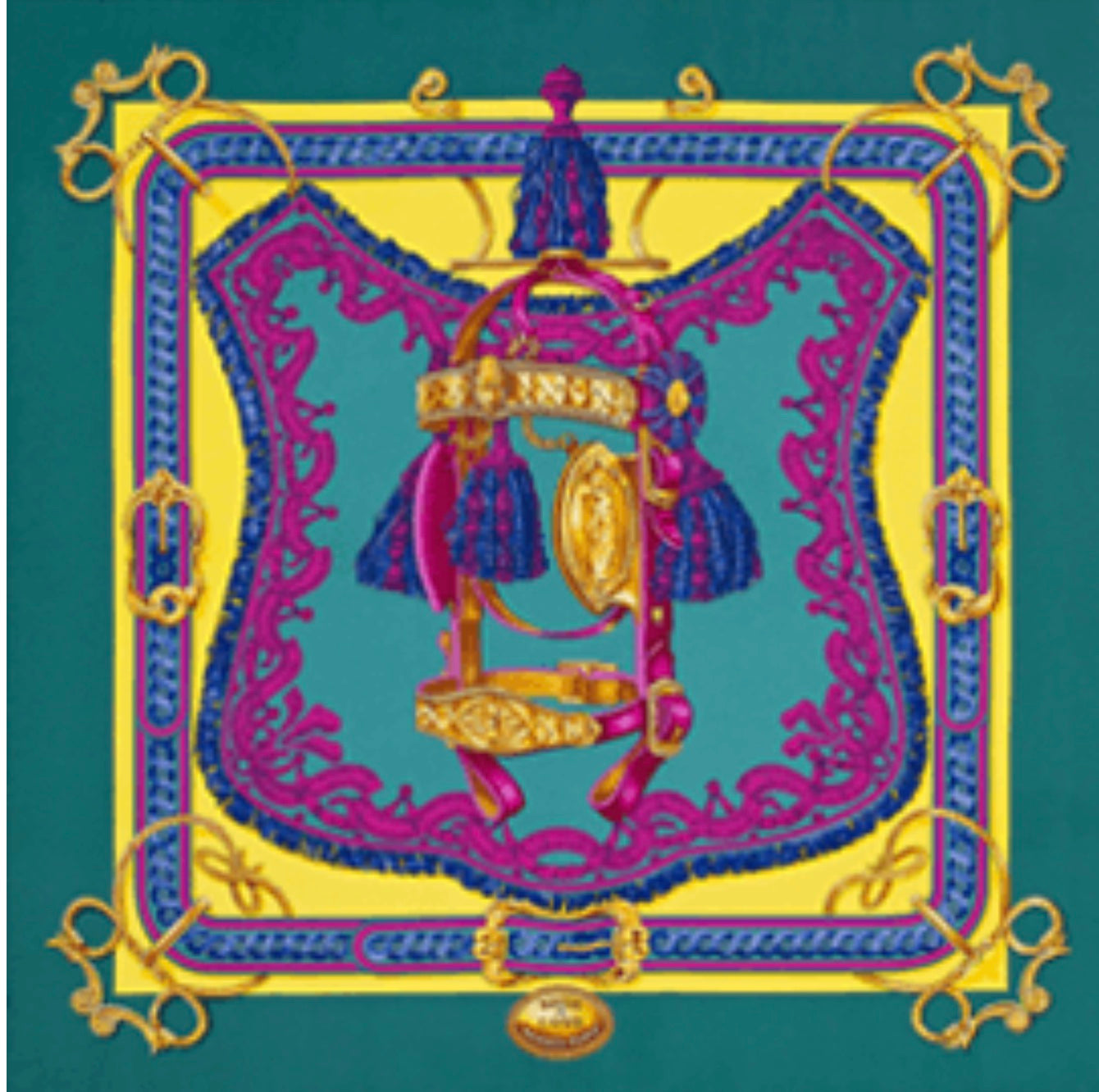 HERMÈS BRIDE DE COUR FRANCOISE DE LA PERRIERE EQUESTRIAN SILK SCARF
