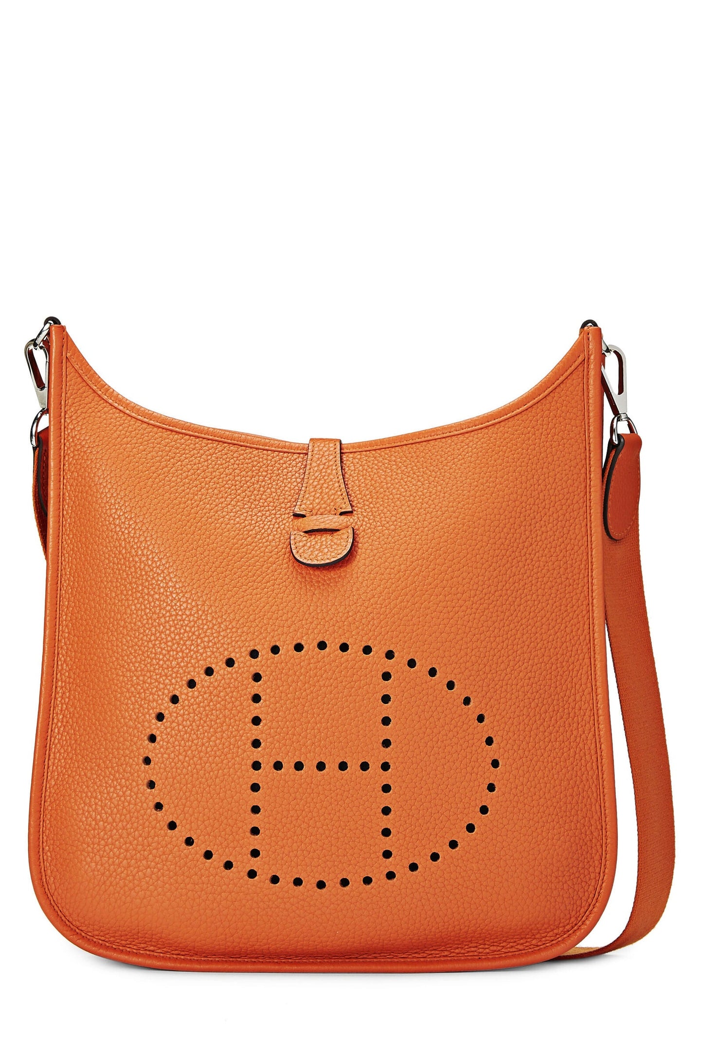 HERMÈS EVELYNE III PM CLEMENCE SHOULDER BAG IN ORANGE