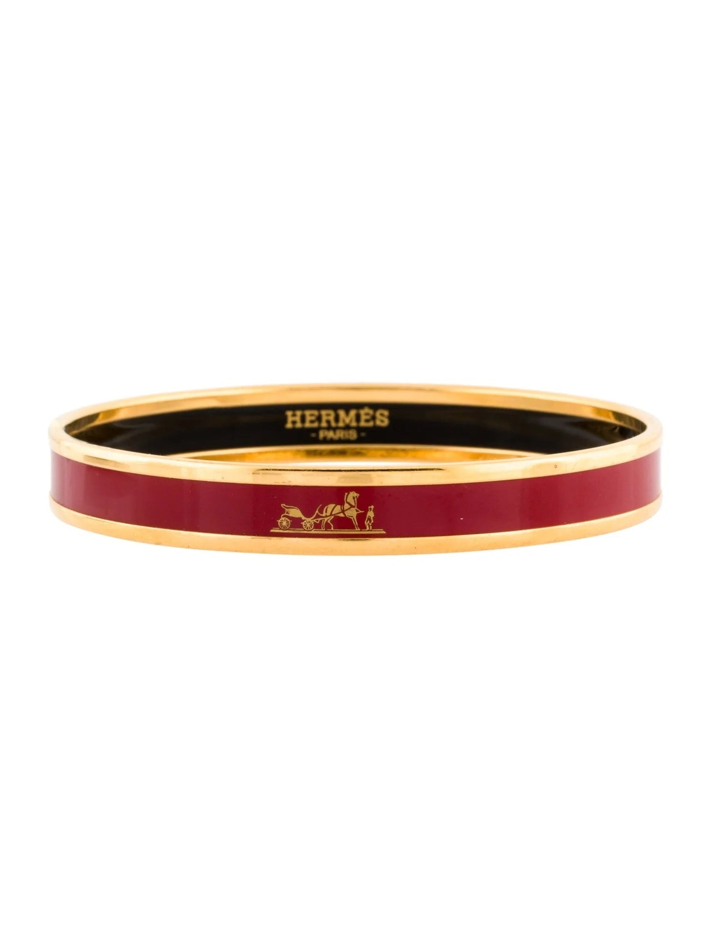 HERMÈS CALÈCHE NARROW ENAMEL BANGLE BRACELET