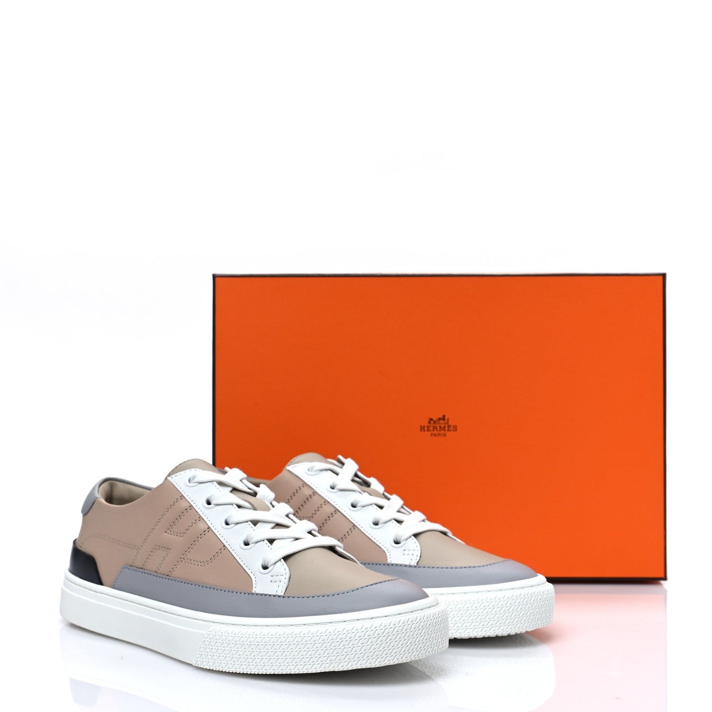 HERMÈS DEEP LACE UP CALFSKIN SNEAKERS
