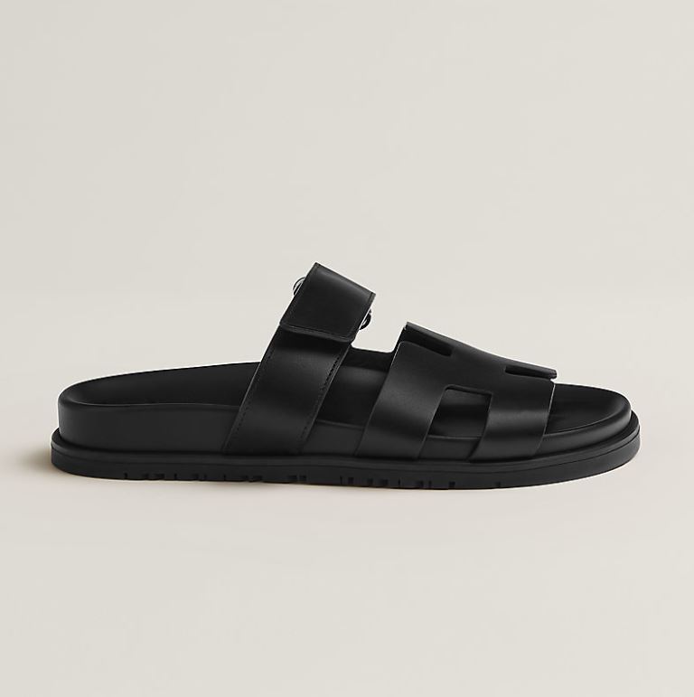 HERMÈS CALFSKIN LEATHER CHYPRE MULE SANDALS
