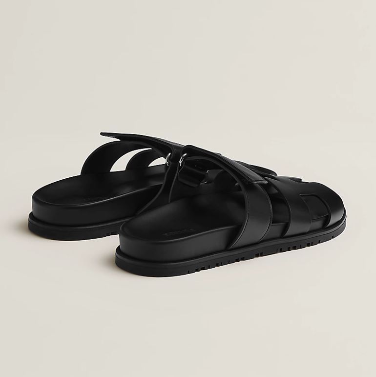 HERMÈS CALFSKIN LEATHER CHYPRE MULE SANDALS