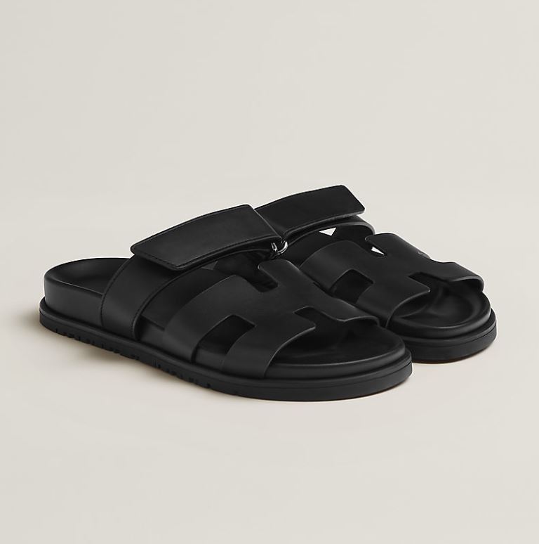 HERMÈS CALFSKIN LEATHER CHYPRE MULE SANDALS