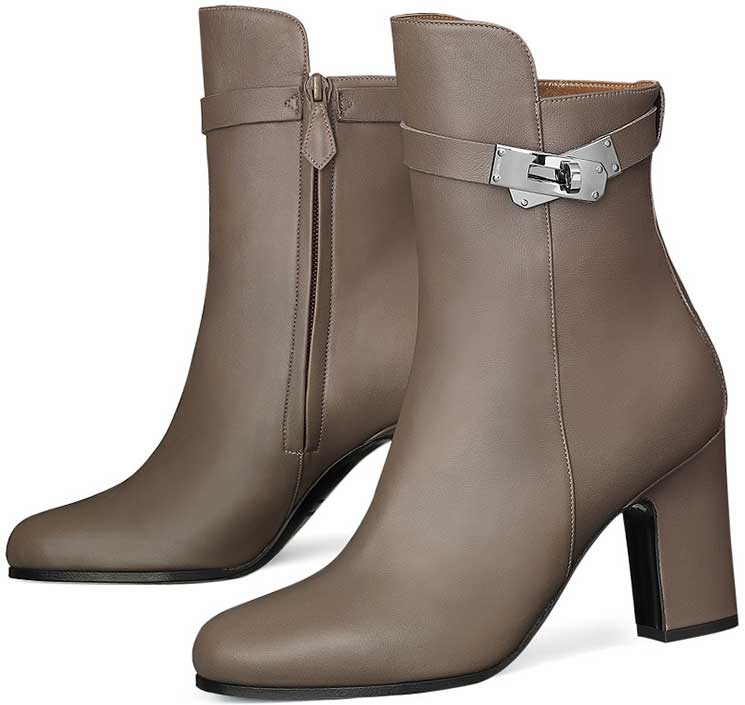 HERMÈS CALFSKIN LEATHER JOUEUSE ANKLE BOOTS