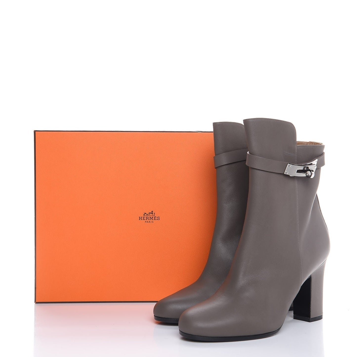 HERMÈS CALFSKIN LEATHER JOUEUSE ANKLE BOOTS