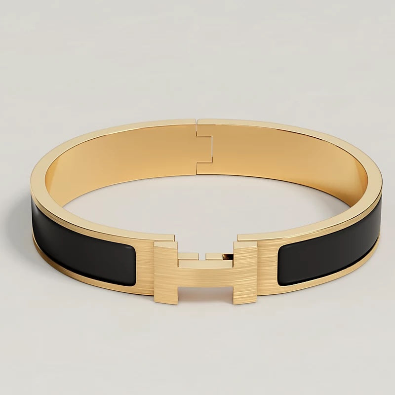 HERMÈS CLIC CLAC H ENAMEL BRACELET PM NOIR MATTE