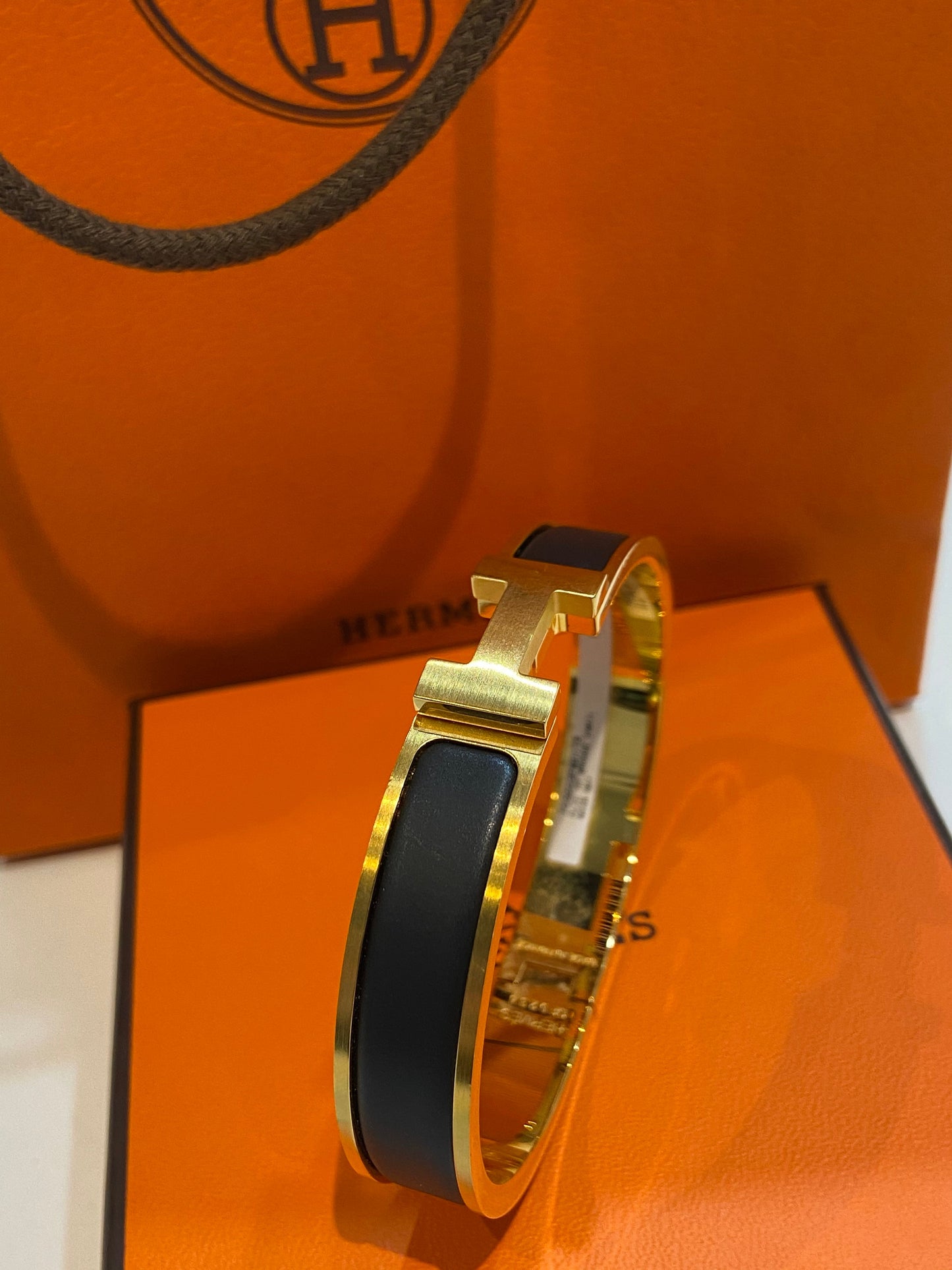 HERMÈS CLIC CLAC H ENAMEL BRACELET PM NOIR MATTE