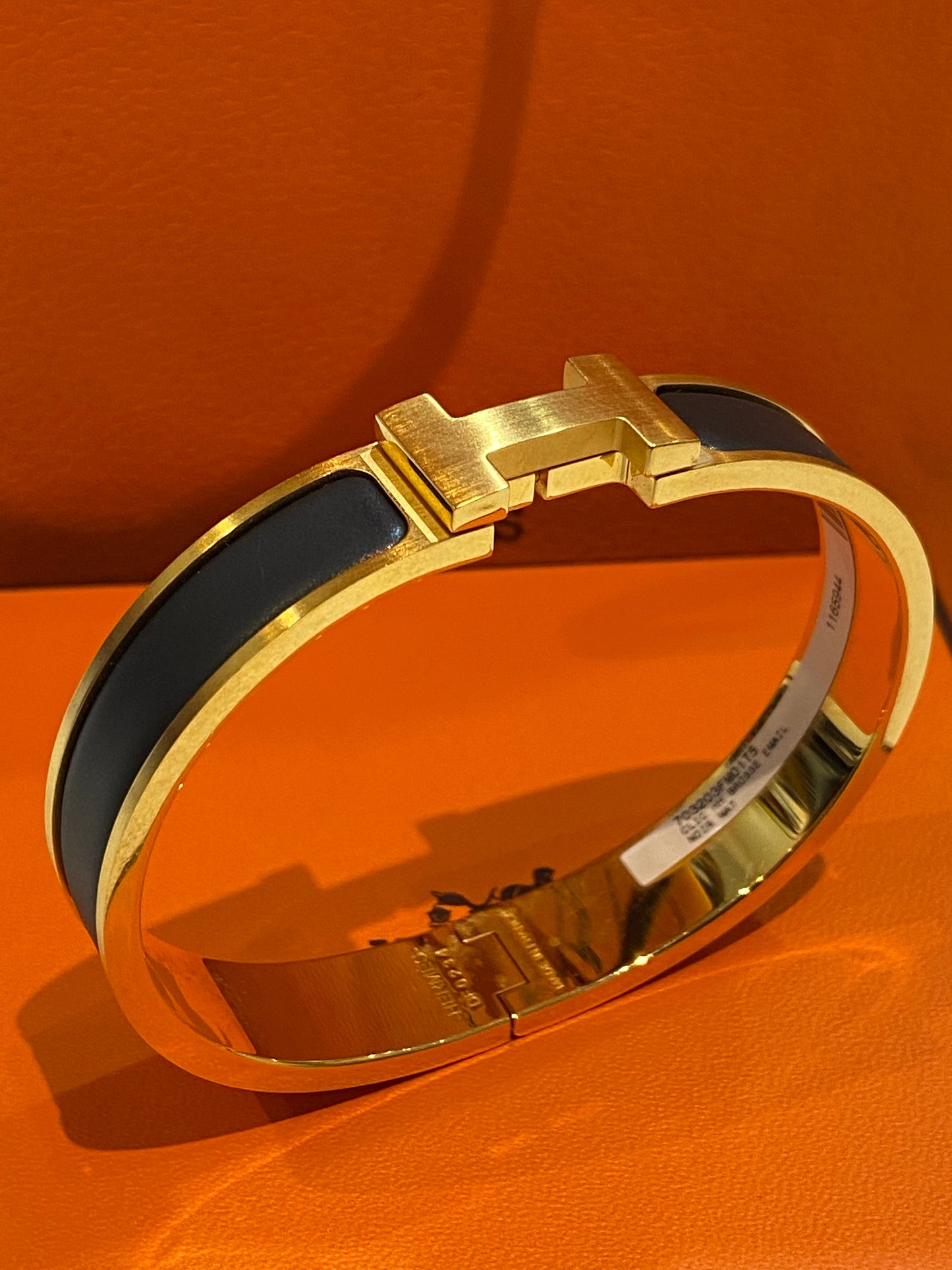 HERMÈS CLIC CLAC H ENAMEL BRACELET PM NOIR MATTE