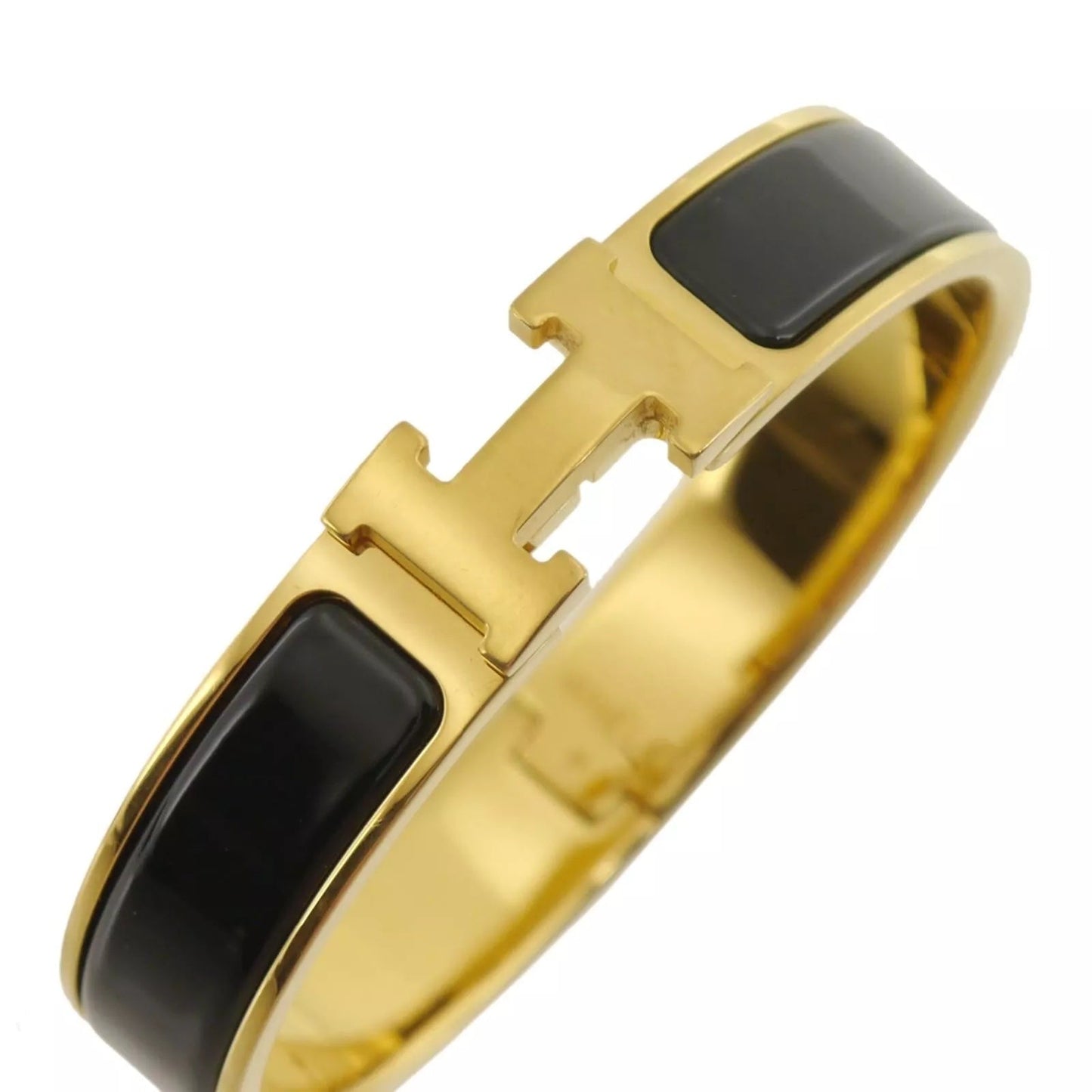 HERMÈS CLIC CLAC H ENAMEL BRACELET PM BLACK