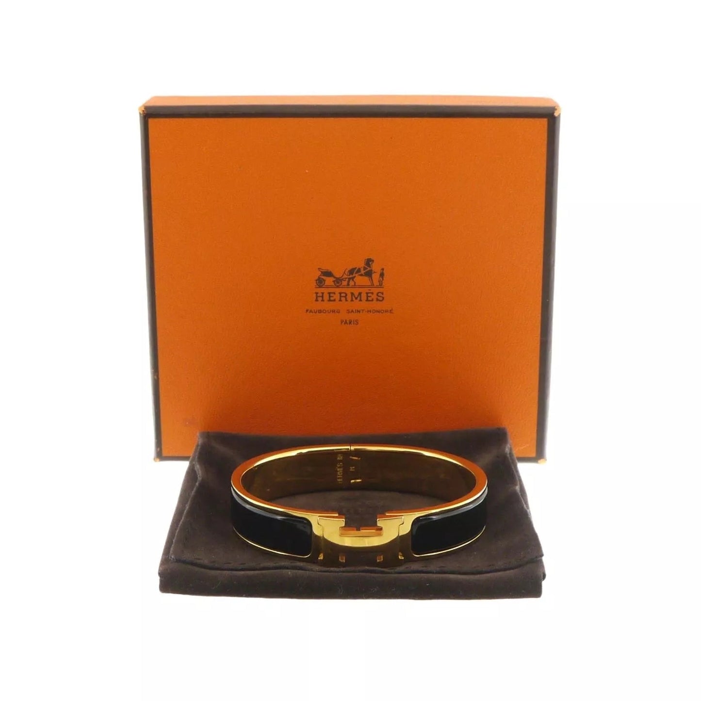 HERMÈS CLIC CLAC H ENAMEL BRACELET PM BLACK