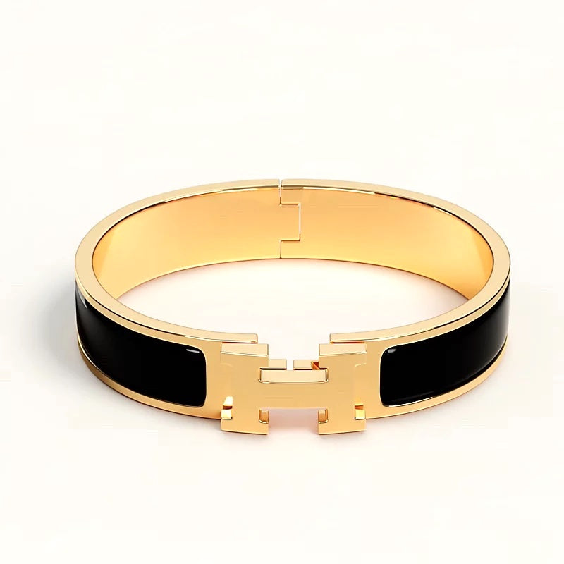 HERMÈS CLIC CLAC H ENAMEL BRACELET PM BLACK