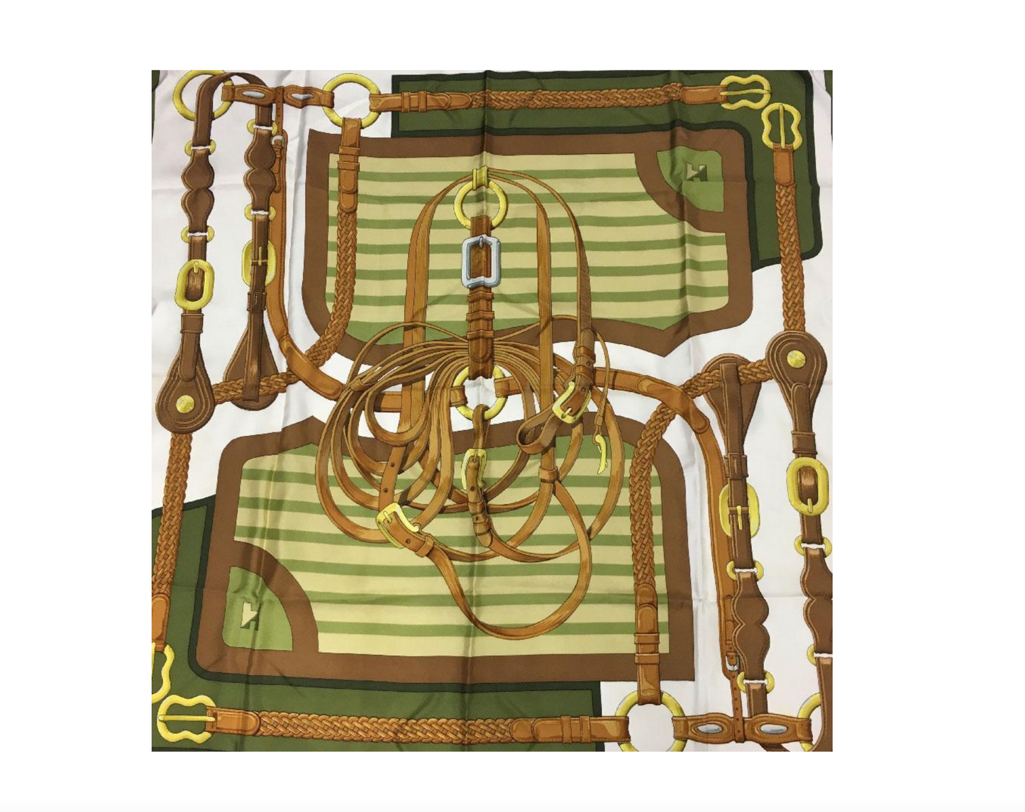 HERMÈS VINTAGE COACHING EQUESTRIAN BELT STRAP BRIDLE SILK SCARF