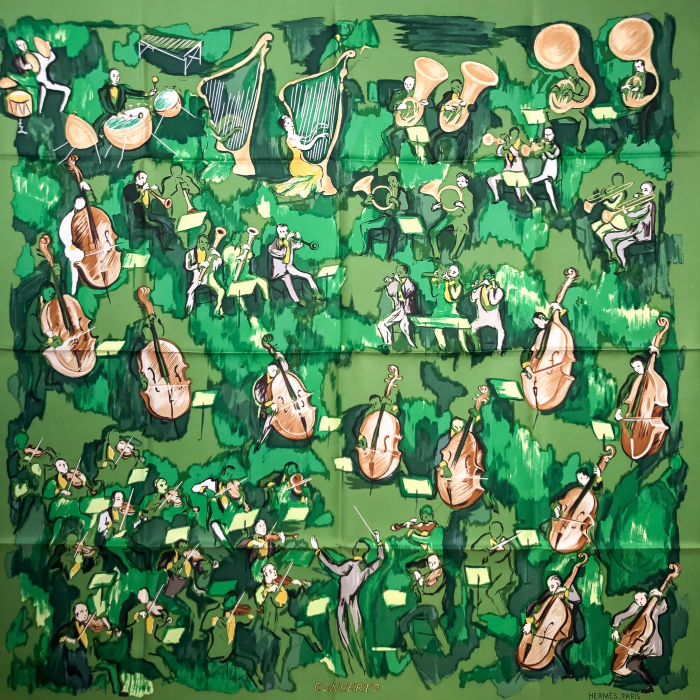 HERMÈS CONCERTO CARRE DE PARIS BY JEAN LOUIS CLERC SILK SCARF