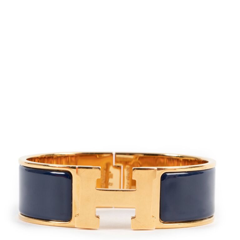 HERMÈS CLIC CLAC H WIDE BRACELET IN NAVY BLUE