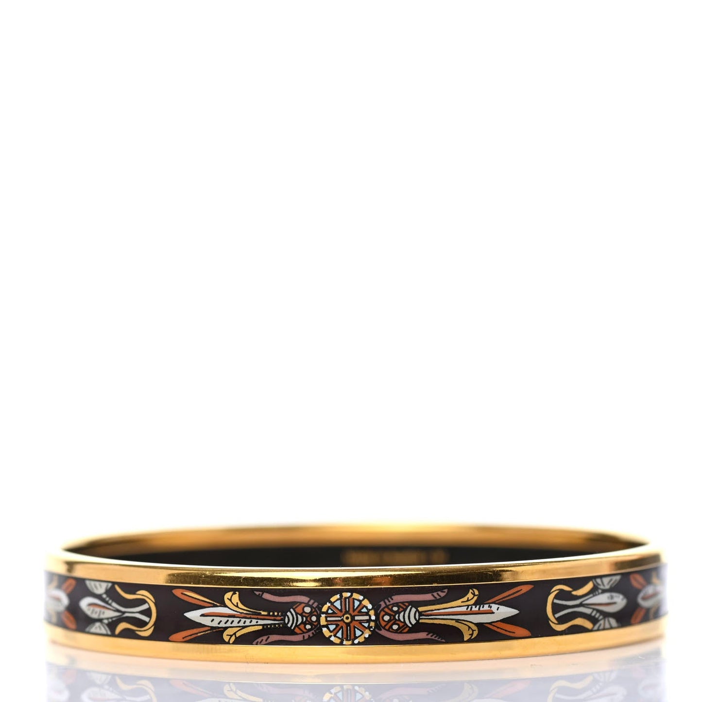 HERMÈS ENAMEL PRINTED NARROW DREAM-CATCHERS BANGLE BRACELET