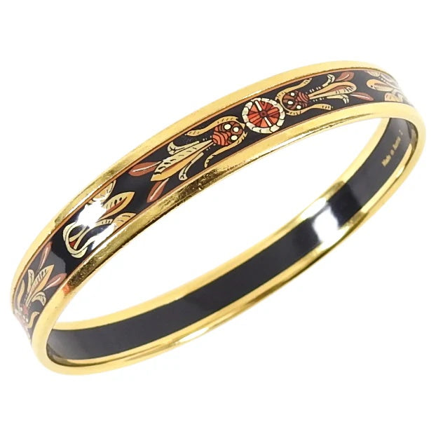 HERMÈS ENAMEL PRINTED NARROW DREAM-CATCHERS BANGLE BRACELET