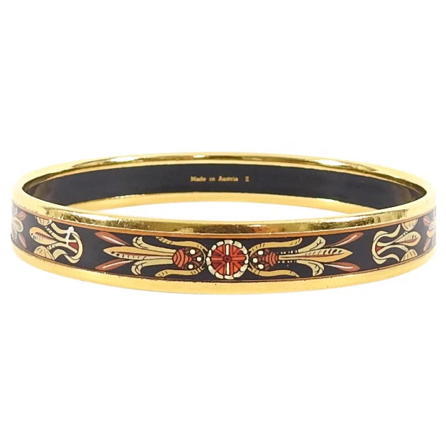 HERMÈS ENAMEL PRINTED NARROW DREAM-CATCHERS BANGLE BRACELET