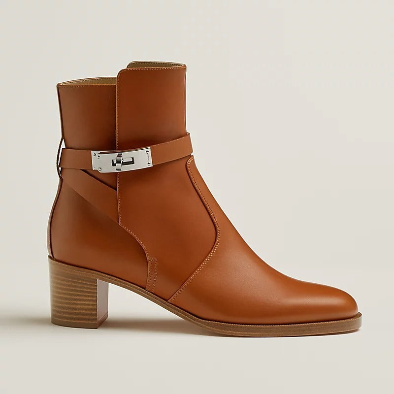 HERMÈS FRENCHIE 50 LEATHER ANKLE BOOTS