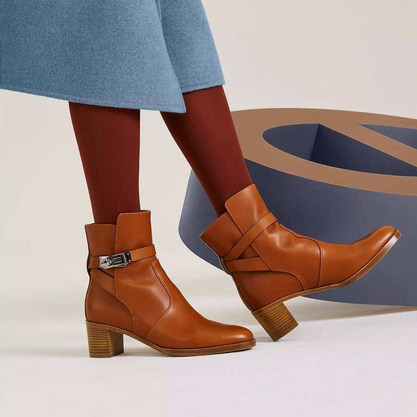 HERMÈS FRENCHIE 50 LEATHER ANKLE BOOTS