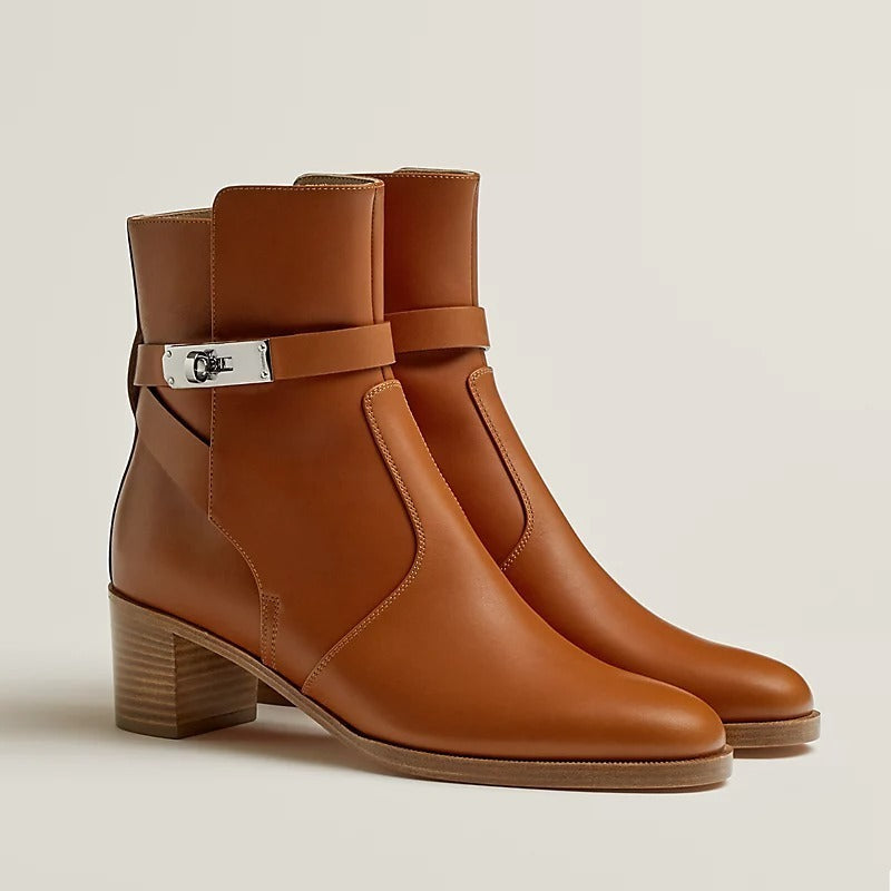 HERMÈS FRENCHIE 50 LEATHER ANKLE BOOTS