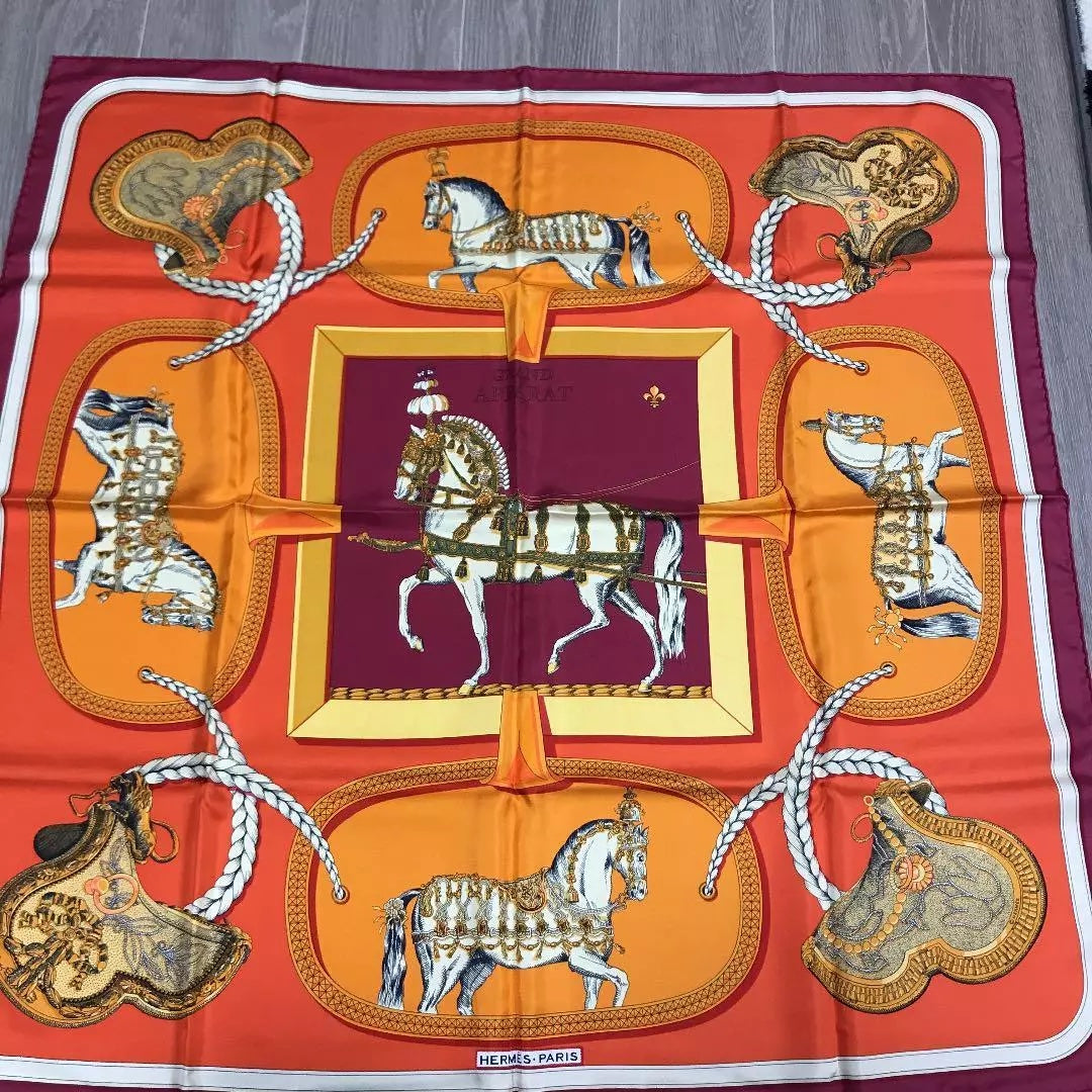 HERMÈS GRAND APPARAT BY JACQUES EUDEL EQUESTRIAN SILK SCARF