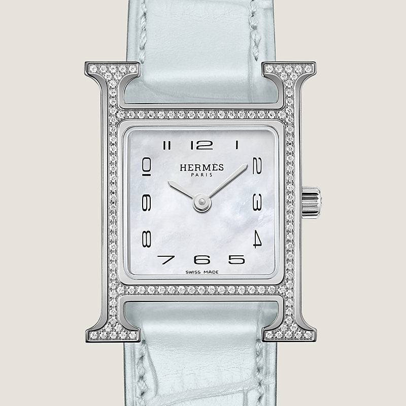 HERMÈS HEURE H 25MM DIAMOND WATCH