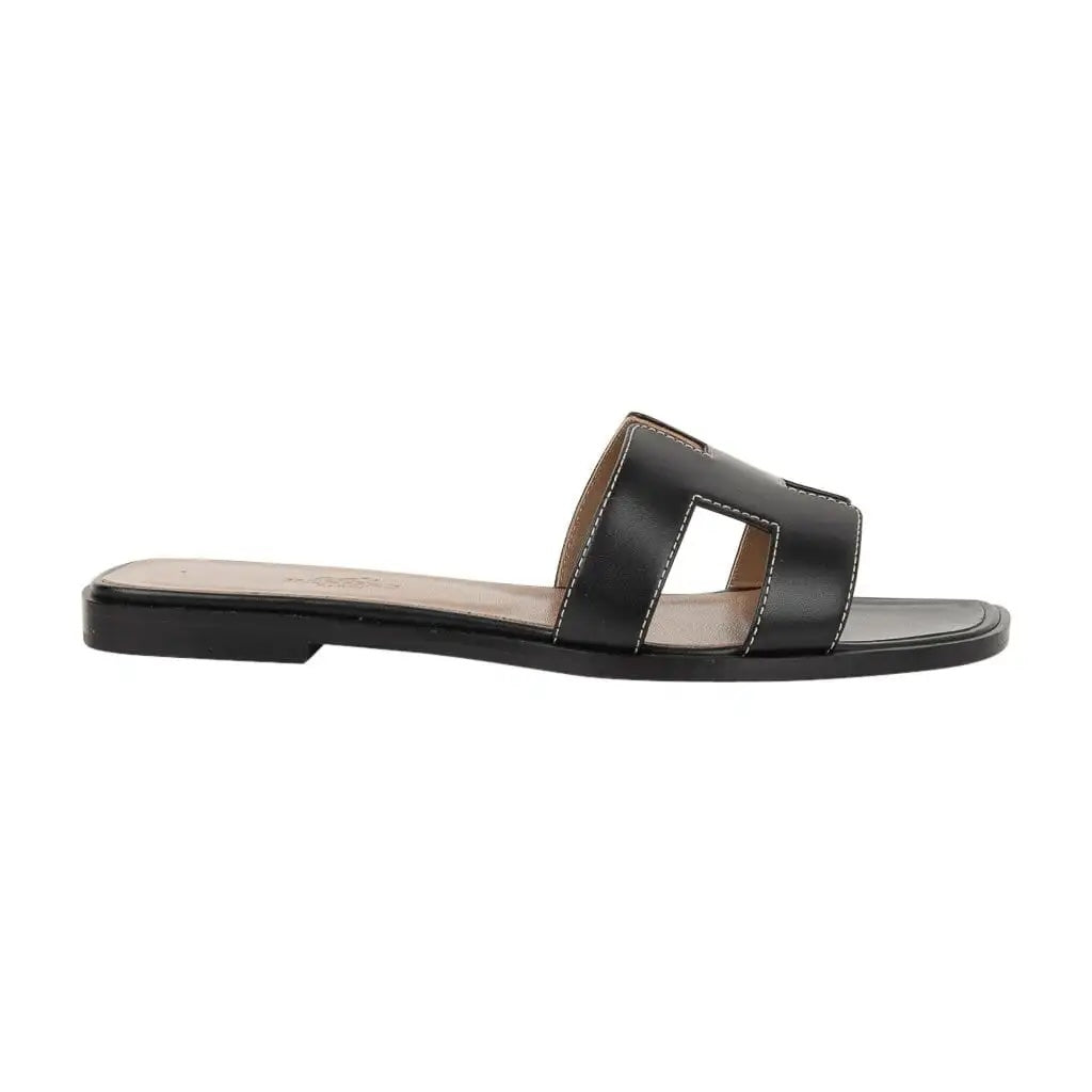HERMÈS CALFSKIN LEATHER ORAN SANDALS MULES