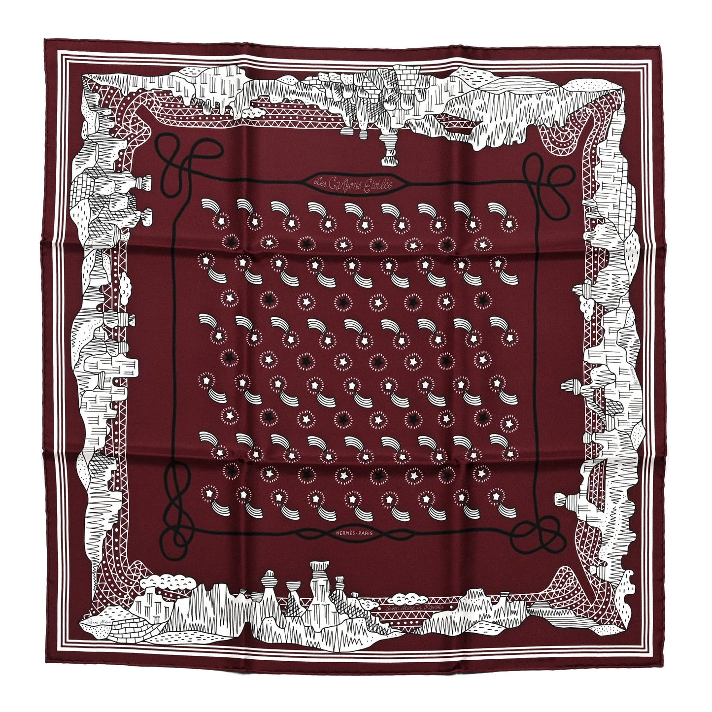 HERMÈS LES CANYONS ETOILES CARRE 55 SILK SCARF