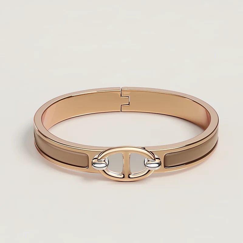 HERMÈS MINI CLIC CHAINE D-ANCRE BANGLE BRACELET châtaigne