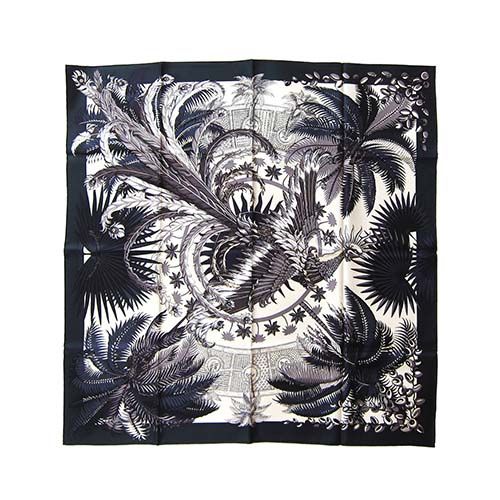 HERMÈS MYTHIQUES PHOENIX VERT ANTHRACITE SILK SCARF