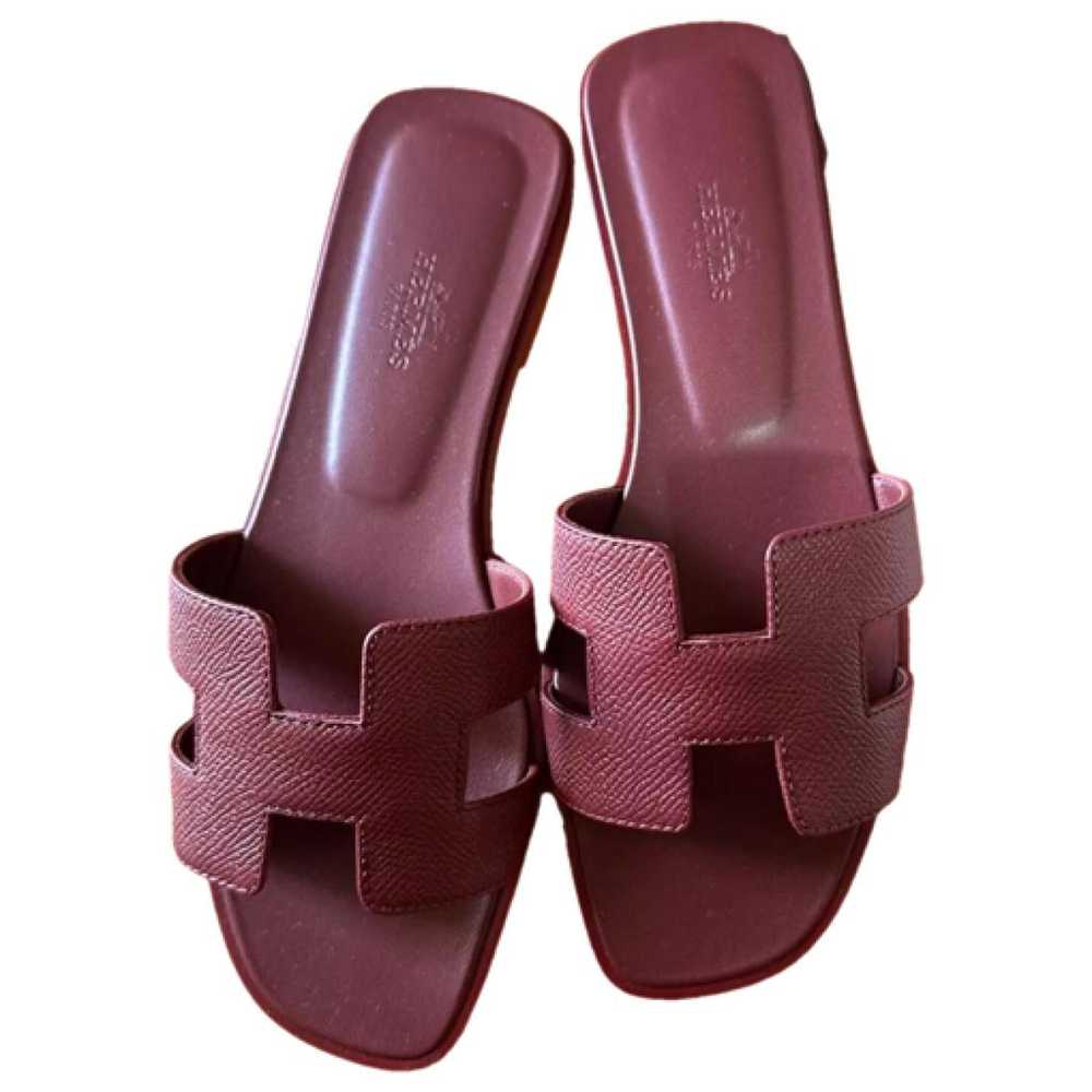 HERMÈS EPSOM LEATHER ORAN H SANDALS MULES